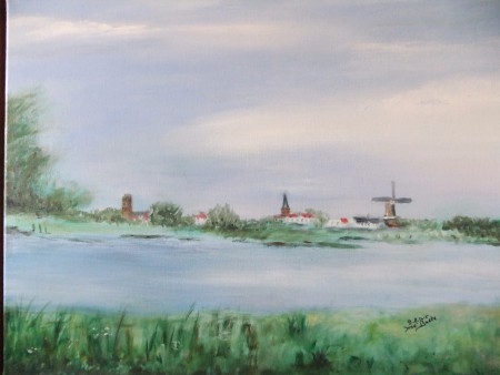 Zicht op Wijk bij Duurstede, 2015, olieverf,Verkocht